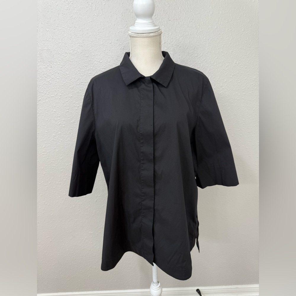 Lafayette 148 New York Plus Marla Blouse Women's Black XL - Picture 2 of 10